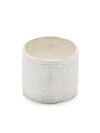 Detaj wide-band sterling silver ring - White