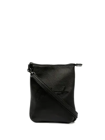 Discord Yohji Yamamoto logo-embroidered leather shoulder bag - Black