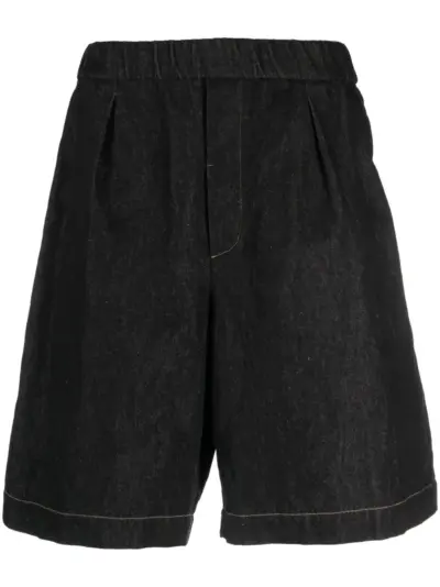 Forme D'expression mélange-effect denim shorts - Black