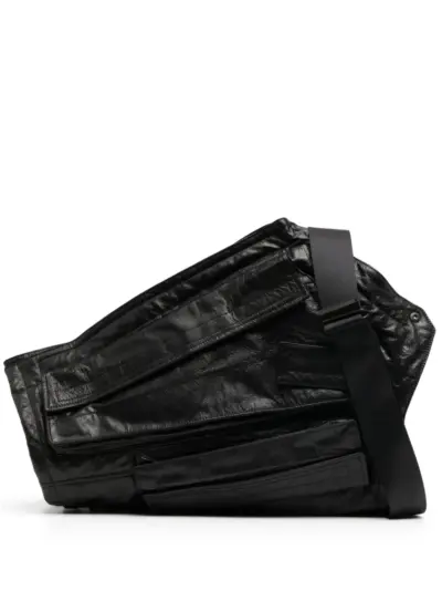 Julius asymmetric leather messenger bag - Black