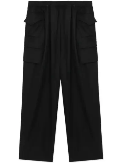 Julius drop-crotch drawstring cargo trousers - Black