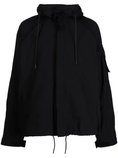 Juun.J drawstring hood shirt jacket - Black