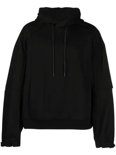 Juun.J logo-embroidered cotton hoodie - Black