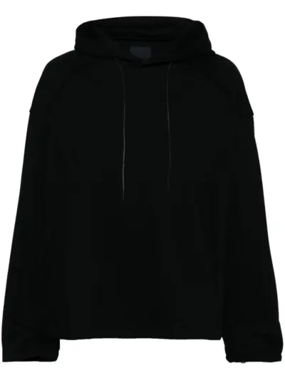 Juun.J logo embroidered hoodie - Black