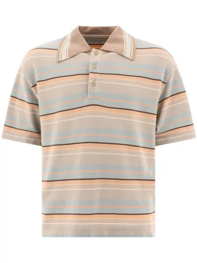KAPITAL striped short-buttoned polo shirt - Neutrals