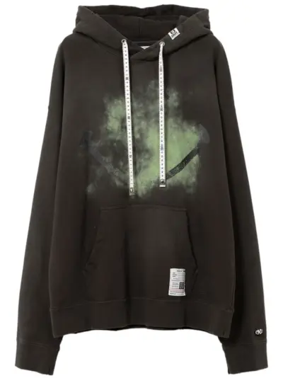 Maison MIHARA YASUHIRO smiely face-print distressed hoodie - Black