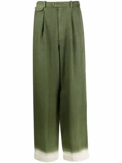 Nick Fouquet wide-leg contrast-cuff trousers - Green