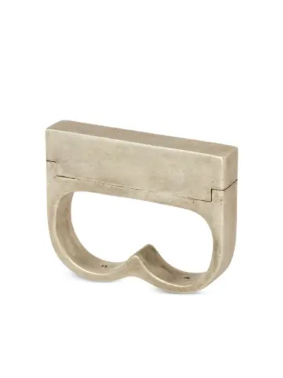 Parts of Four Plate Double Cuboid ring - Silver