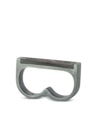Parts of Four Plate Double sterling silver ring - Black