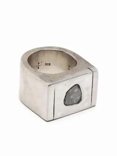 Parts of Four Plate ring single 17mm (1.0 CT, 1-Stone, PA+DIA) - Silver