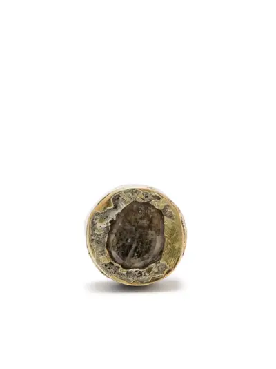 Parts of Four diamond-encrusted single stud earring - Gold