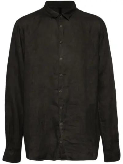Poème Bohémien classic-collar linen shirt - Grey