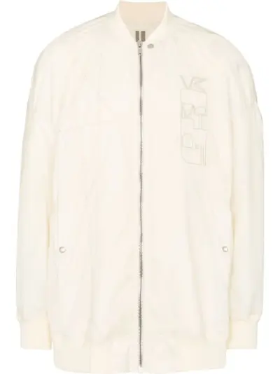Rick Owens DRKSHDW embroidered logo bomber jacket - Neutrals
