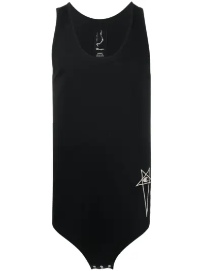 Rick Owens X Champion embroidered-logo cotton vest - Black