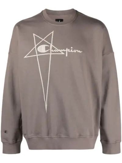 Rick Owens X Champion embroidered-logo organic-cotton jumper - Neutrals