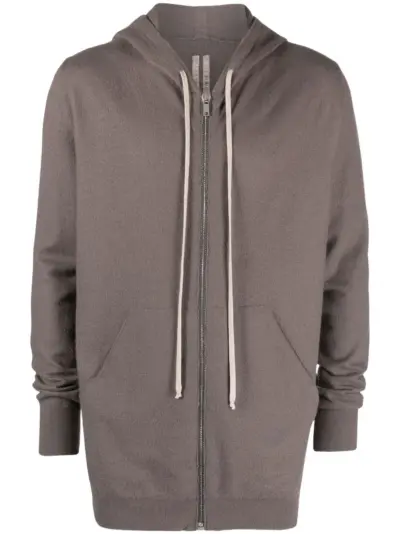 Rick Owens drawstring zip-up hoodie - Grey