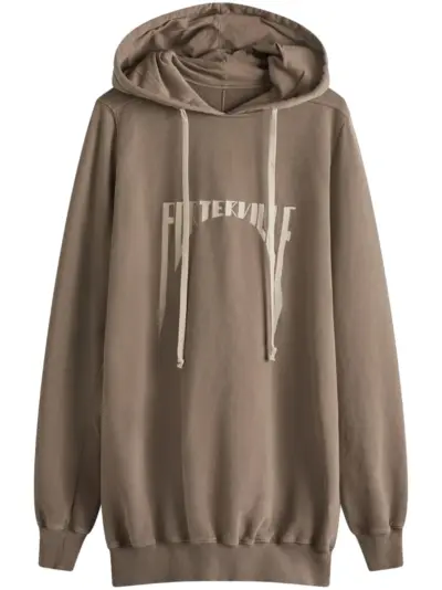Rick Owens logo-embroidered hoodie - Brown