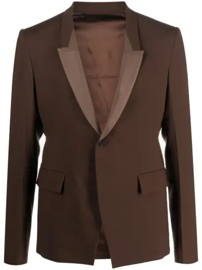 Rick Owens single-breasted virgin wool blazer - Brown