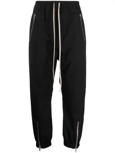 Rick Owens zip-detail drawstring jersey joggers - Black