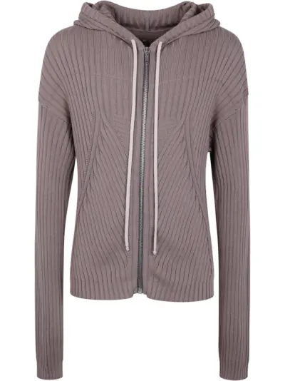 Rick Owens zip-up hooded cardigan - Grey