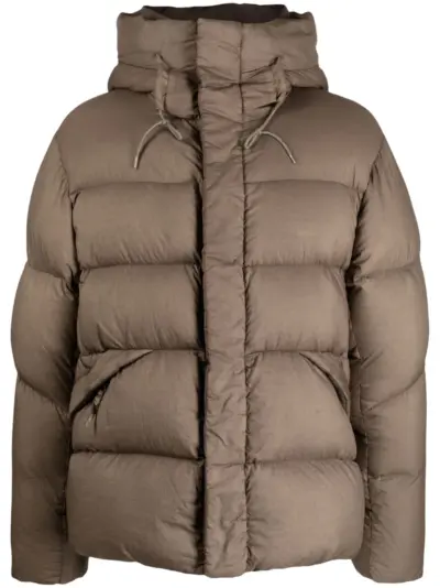 Ten C high-neck hooded puffer jacket - Brown