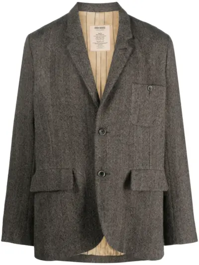 Uma Wang herringbone-pattern single-breasted blazer - Neutrals