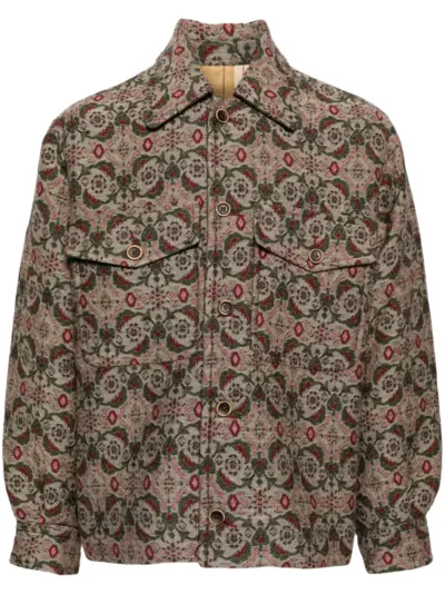 Uma Wang jacquard-pattern shirt jacket - Brown