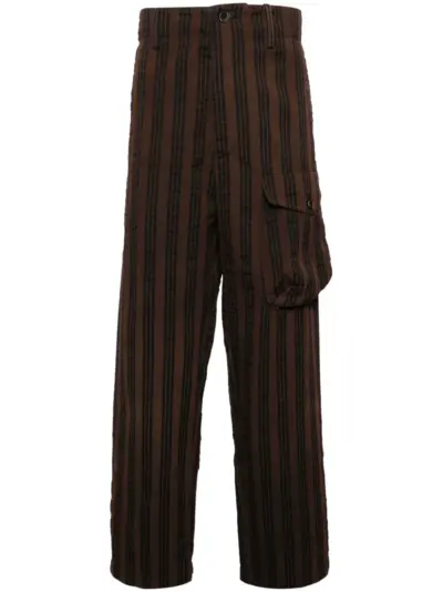 Uma Wang vertical-stripe drop-crotch trousers - Brown