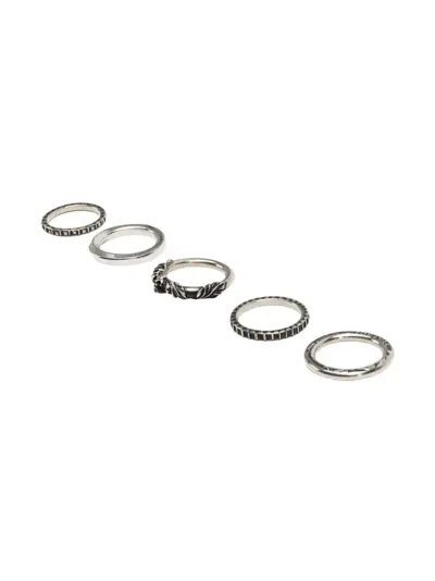 WERKSTATT:MÜNCHEN Skull 5 combo rings - Silver