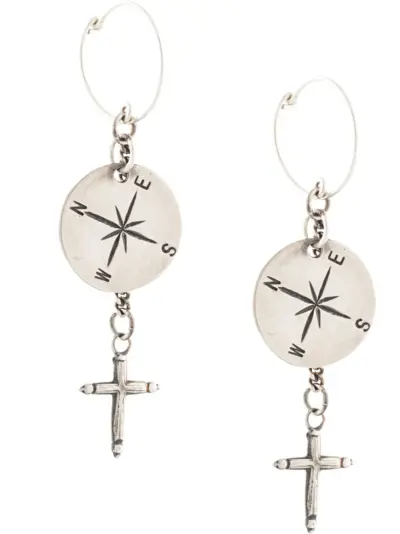 WERKSTATT:MÜNCHEN medium cross-pendant earrings - Silver