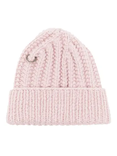 WERKSTATT:MÜNCHEN ring-detail ribbed beanie - Pink