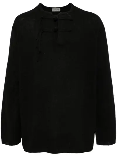 Yohji Yamamoto button up wool jumper - Black