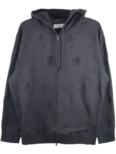 Yohji Yamamoto cotton zip-up hoodie - Black