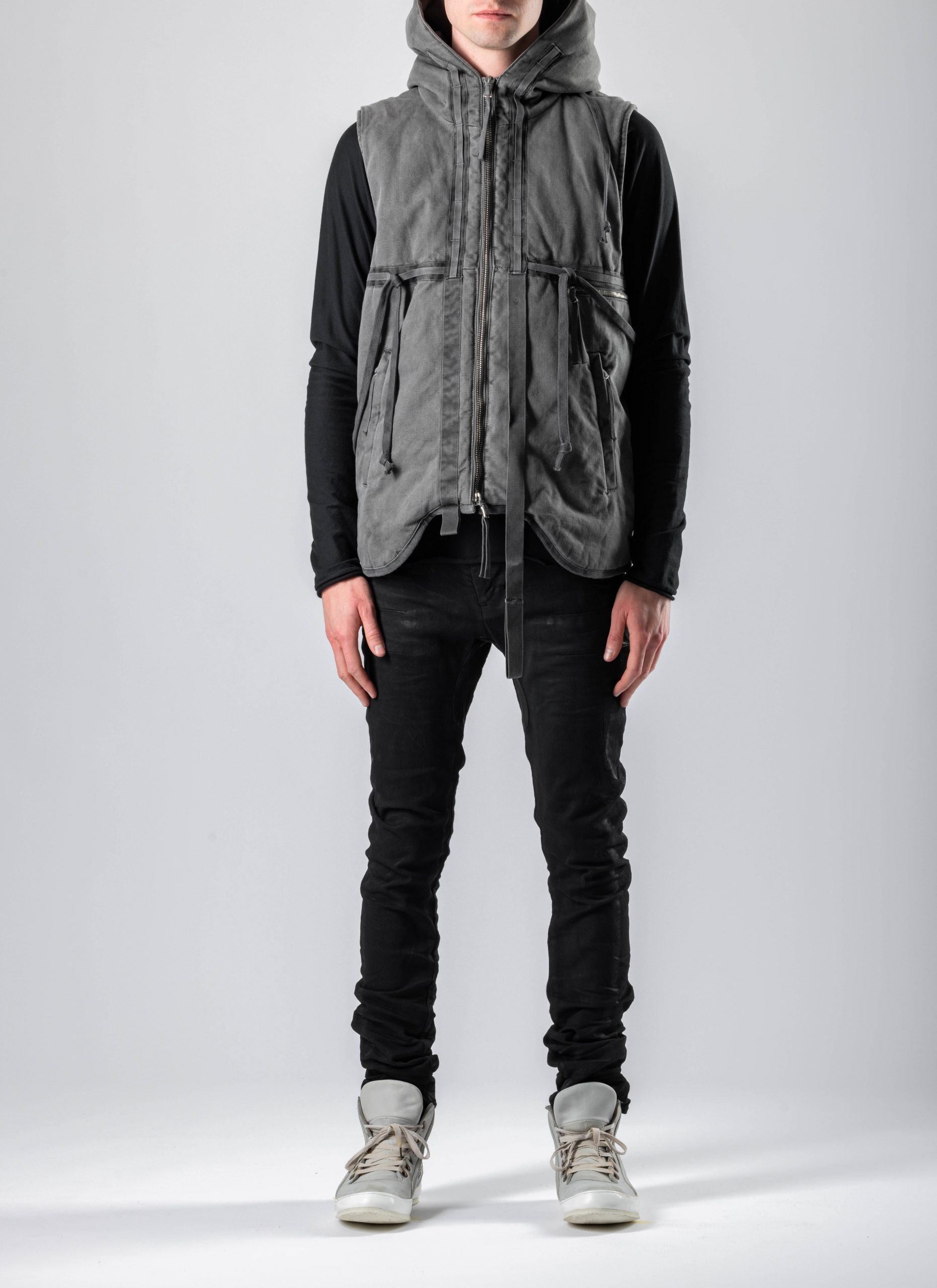 BORIS BIDJAN SABERI PADDED VEST1, dark grey, cotton (F1944)