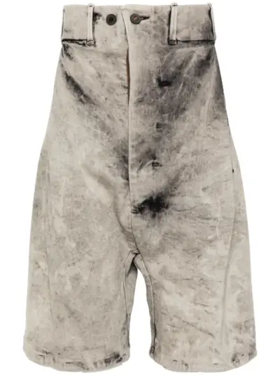 Boris Bidjan Saberi acid-washed denim shorts - Grey