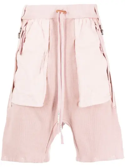 Boris Bidjan Saberi deconstructed waffle-effect shorts - Pink