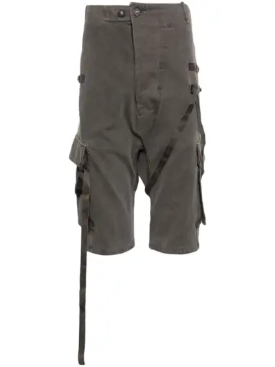 Boris Bidjan Saberi stonewashed cargo track shorts - Grey