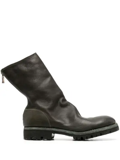 Guidi round-toe leather boots - Green