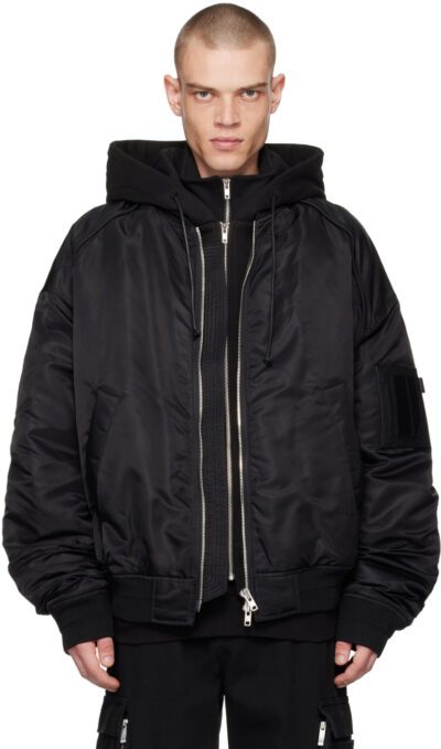 Juun.J Black Layered Bomber Jacket
