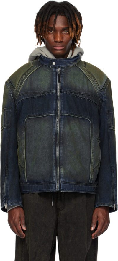 Juun.J Blue & Green Rider Denim Jacket