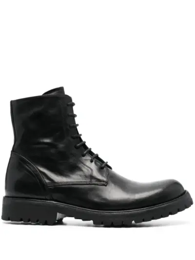 Officine Creative lace-up leather boots - Black