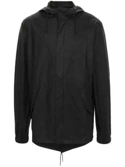 Rains Fishtail drawstring-hood coated parka - Black