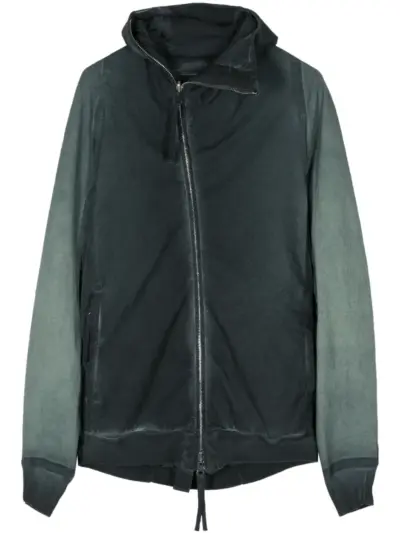 Boris Bidjan Saberi Hybrid Zipper2 natural-dye hooded jacket - Green