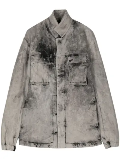 Boris Bidjan Saberi acid-wash cotton-blend denim jacket - Grey