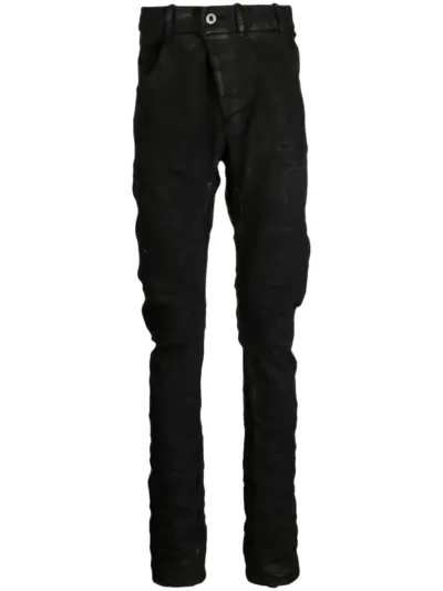 Boris Bidjan Saberi distressed drop-crotch skinny trousers - Black