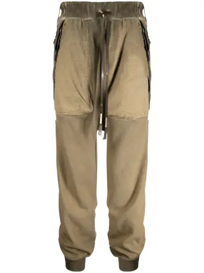 Boris Bidjan Saberi faded drop-crotch cotton track pants - Green