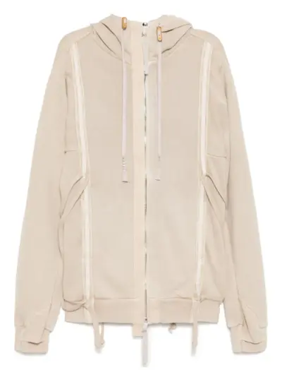 Boris Bidjan Saberi long-sleeve cotton hoodie - Neutrals