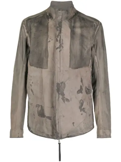 Boris Bidjan Saberi reversible high-neck leather jacket - Grey