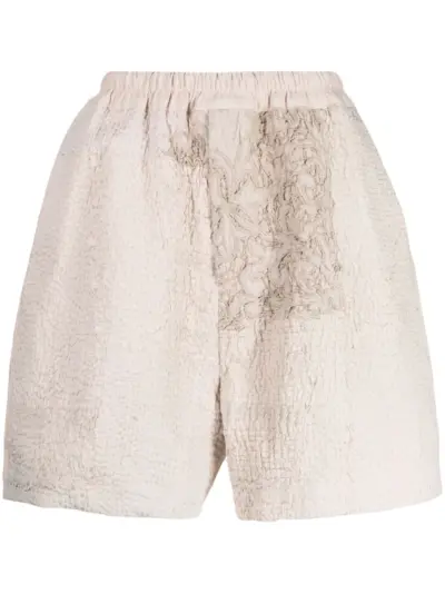 By Walid embroidered-patchwork bermuda shorts - Neutrals