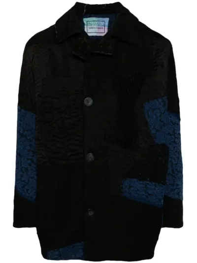 By Walid patchwork single-breasted coat - Black